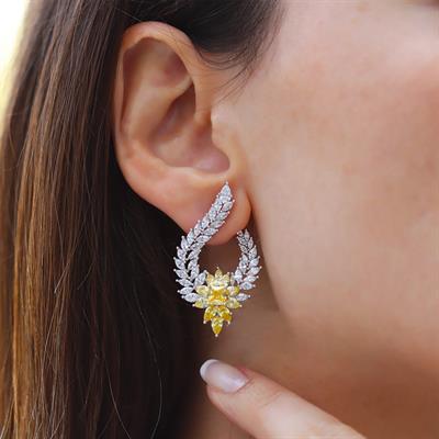 Damla Festival Sitrin Taşlı Gümüş Küpe