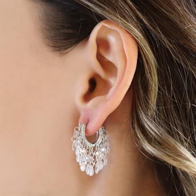 Damla Kristal Model Gümüş Küpe