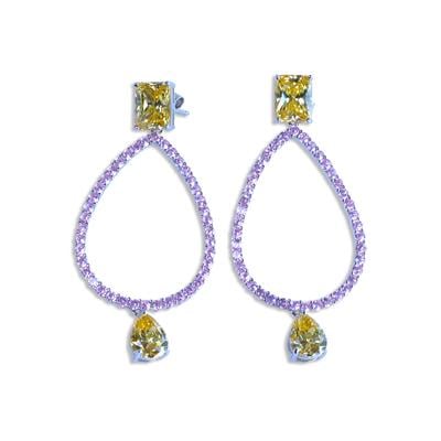 Sitrin Taşlı Damla Gümüş Küpe