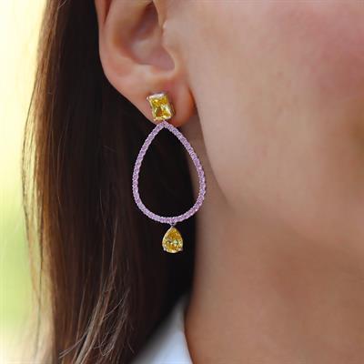 Sitrin Taşlı Damla Gümüş Küpe