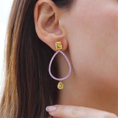 Sitrin Taşlı Damla Gümüş Küpe