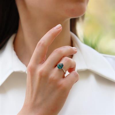 Damla Tanzanit Taşlı Gümüş Yüzük