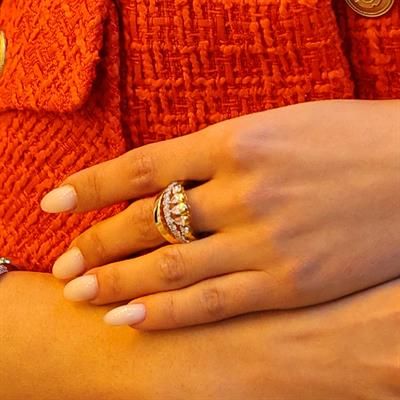 Damla Taşlı Gold Gümüş Yüzük