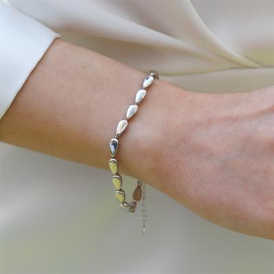 Damla Taşsız Sıralı Gümüş Bileklik