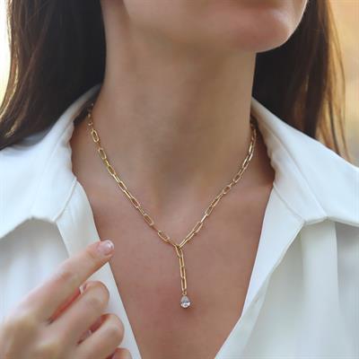 Damla Trend Gold Gümüş Y Kolye