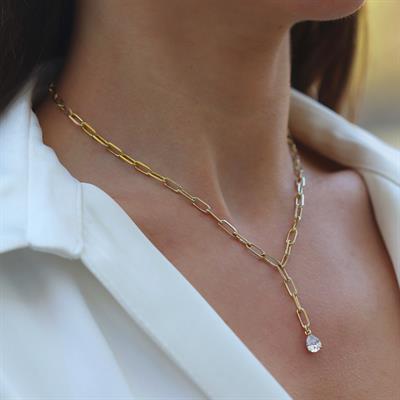 Damla Trend Gold Gümüş Y Kolye