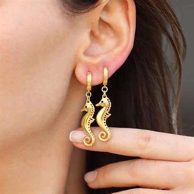 Deniz Atı Gold Gümüş Küpe