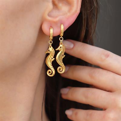 Deniz Atı Gold Gümüş Küpe