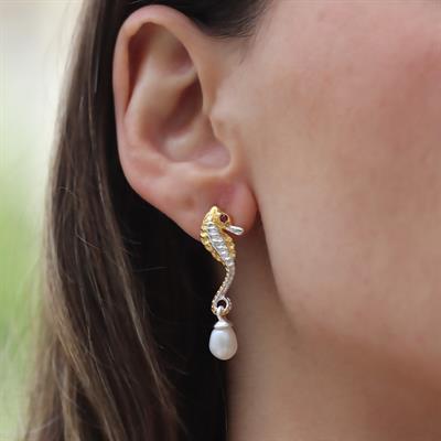 Deniz Atı İncili Gümüş Trend Küpe