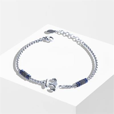 Deniz Çapalı Lacivert Silver Çelik Erkek Bileklik