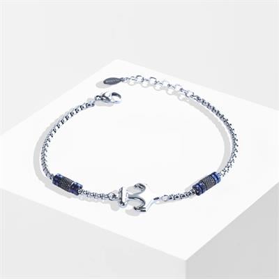 Deniz Çapalı Lacivert Silver Çelik Erkek Bileklik