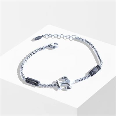 Deniz Çapalı Siyah Silver Çelik Erkek Bileklik