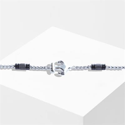 Deniz Çapalı Siyah Silver Çelik Erkek Bileklik