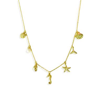 Deniz Figürlü Gold Gümüş Kolye