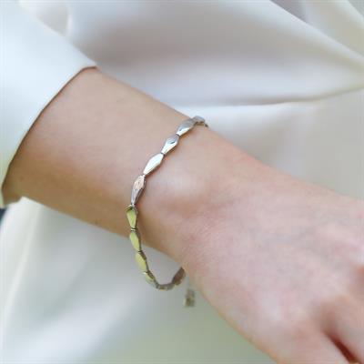 Dörtgen Taşsız Sıralı Gümüş Bileklik