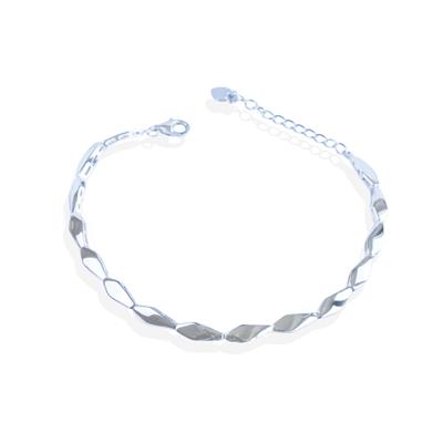 Dörtgen Taşsız Sıralı Gümüş Bileklik