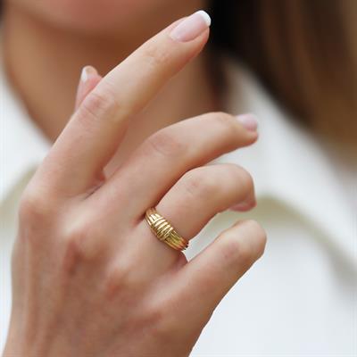 Düğüm Ayarlanabilir Gold Gümüş Yüzük