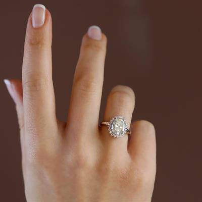 Elips 2.00 CT Sky Diamond Gümüş Yüzük