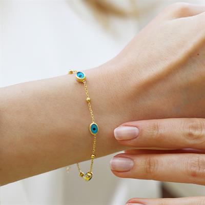 Elips Camgöz Gold Gümüş Bileklik