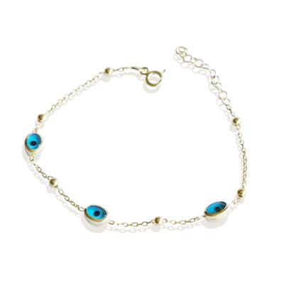 Elips Camgöz Gold Gümüş Bileklik