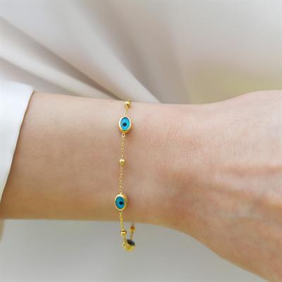 Elips Camgöz Gold Gümüş Bileklik