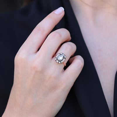 Elips Elmas Montür Modeli Rose Gold Gümüş Yüzük