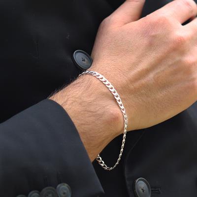 Elips Gurmet 5mm Gümüş Erkek Bileklik