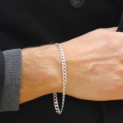 Elips Gurmet 5mm Gümüş Erkek Bileklik