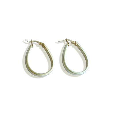 Elips Mat Gold Gümüş Halka Küpe