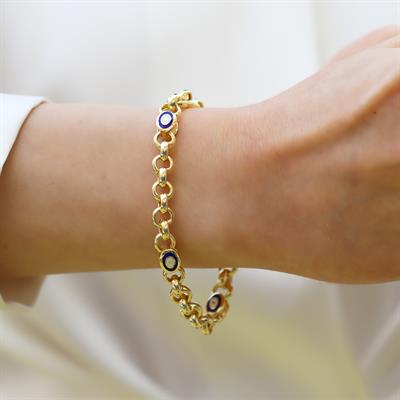 Elips Mineli Hallow Gold Gümüş Bileklik