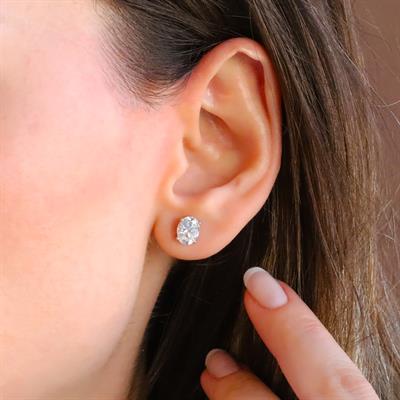 Elips Mini Mozanit Taşlı Gümüş Set