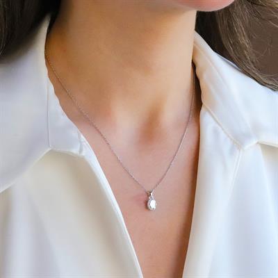 Elips Mini Mozanit Taşlı Gümüş Set