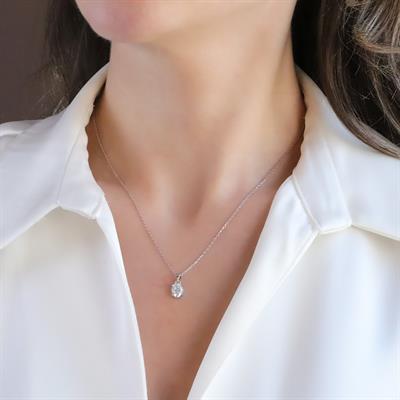 Elips Mini Mozanit Taşlı Gümüş Set