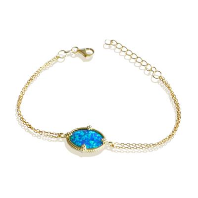 Elips Opal Gold Gümüş Bileklik