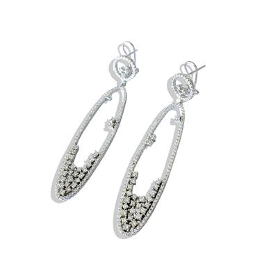 Elips Zirkon Taşlı Gümüş Küpe