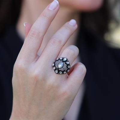 Elmas Montür Damla Modeli Rose Gold Gümüş Yüzük