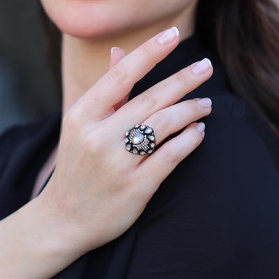 Elmas Montür Damla Modeli Rose Gold Gümüş Yüzük