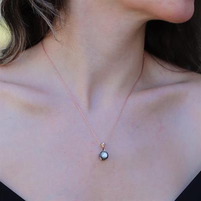 Elmas Montür Modeli Gül Rose Gold Gümüş Kolye