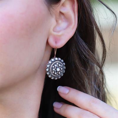 Elmas Montür Modeli Rose Gold Gümüş Küpe