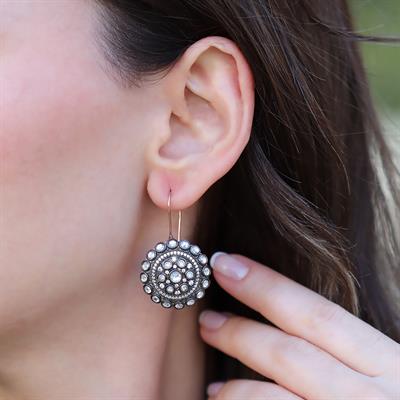 Elmas Montür Modeli Rose Gold Gümüş Küpe