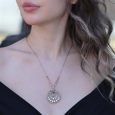 Elmas Montür Rose Gold Gümüş Kolye