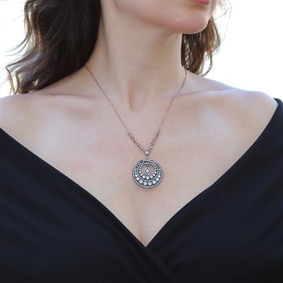 Elmas Montür Rose Gold Gümüş Kolye