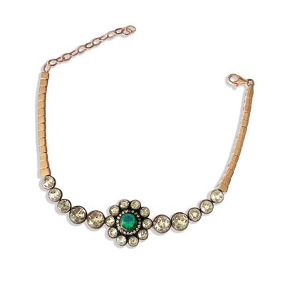 Elmas Montür Rose Gold Kaplama Zümrüt Taşlı Gümüş Bileklik