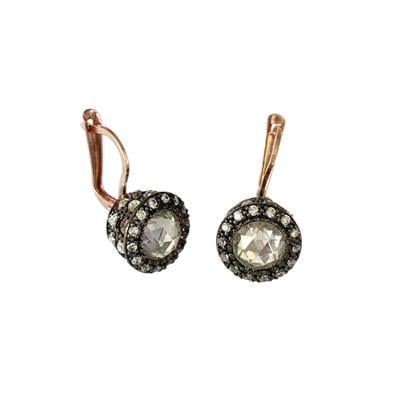 Elmas Montür Taşlı Rose Gold Gümüş Küpe