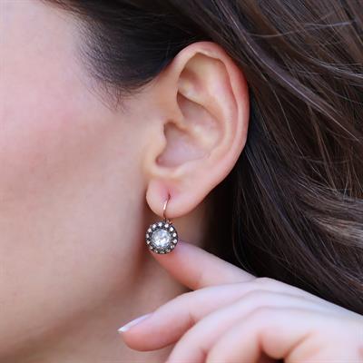 Elmas Montür Taşlı Rose Gold Gümüş Küpe