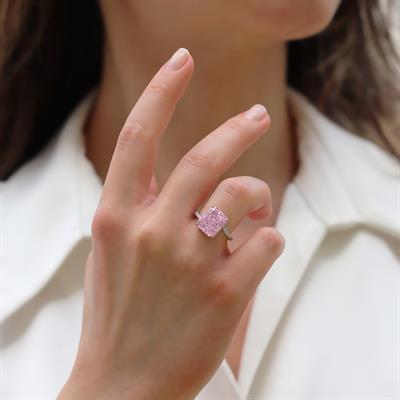 Emerald Pembe Icecut Taşlı Gümüş Yüzük