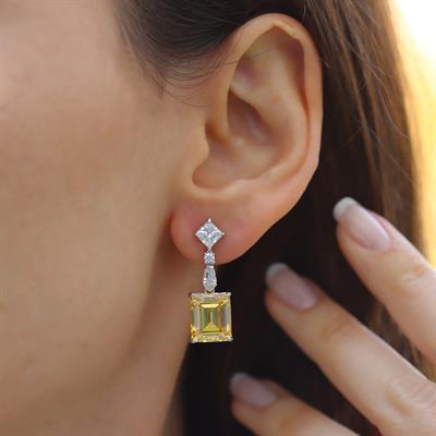 Emerald Sitrin Gümüş Küpe