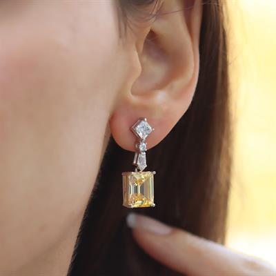 Emerald Sitrin Gümüş Küpe