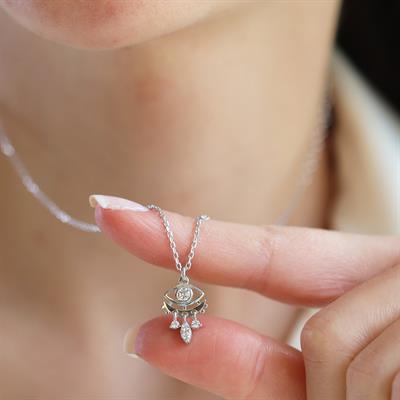 Göz Modeli Zirkon Taşlı Gümüş Set