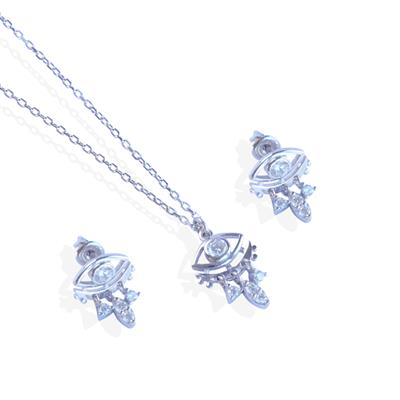 Göz Modeli Zirkon Taşlı Gümüş Set